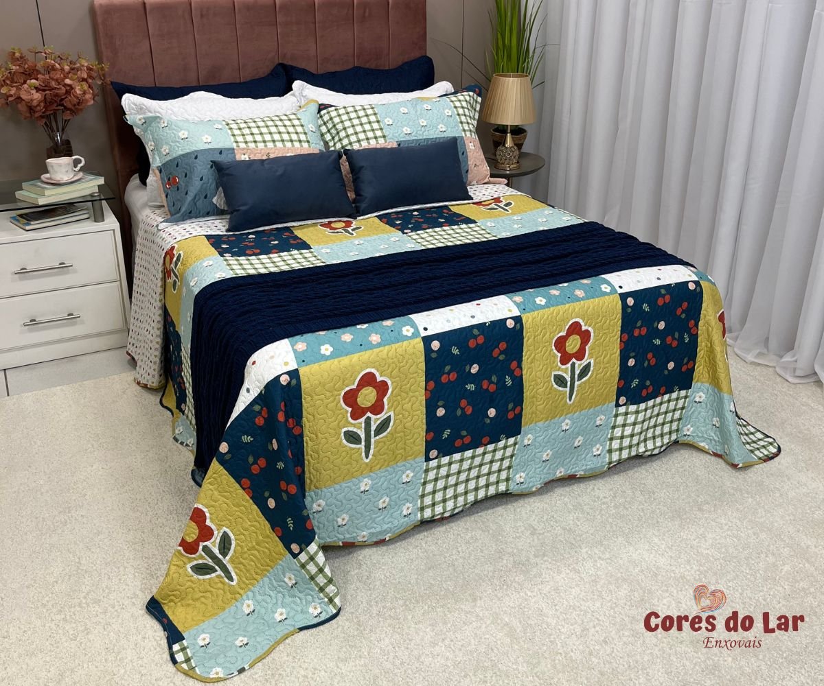 Kit Cobre Leito Casal Ultrasonic Bouti Design 03 Peças - Cores do Lar