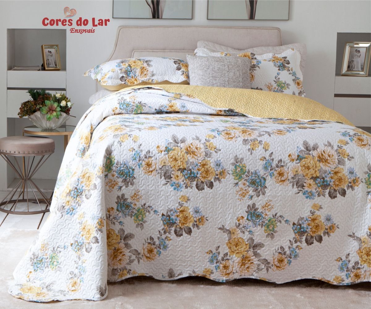 Kit Cobre Leito Casal Ultrasonic Bouti Design 03 Peças - Cores do Lar