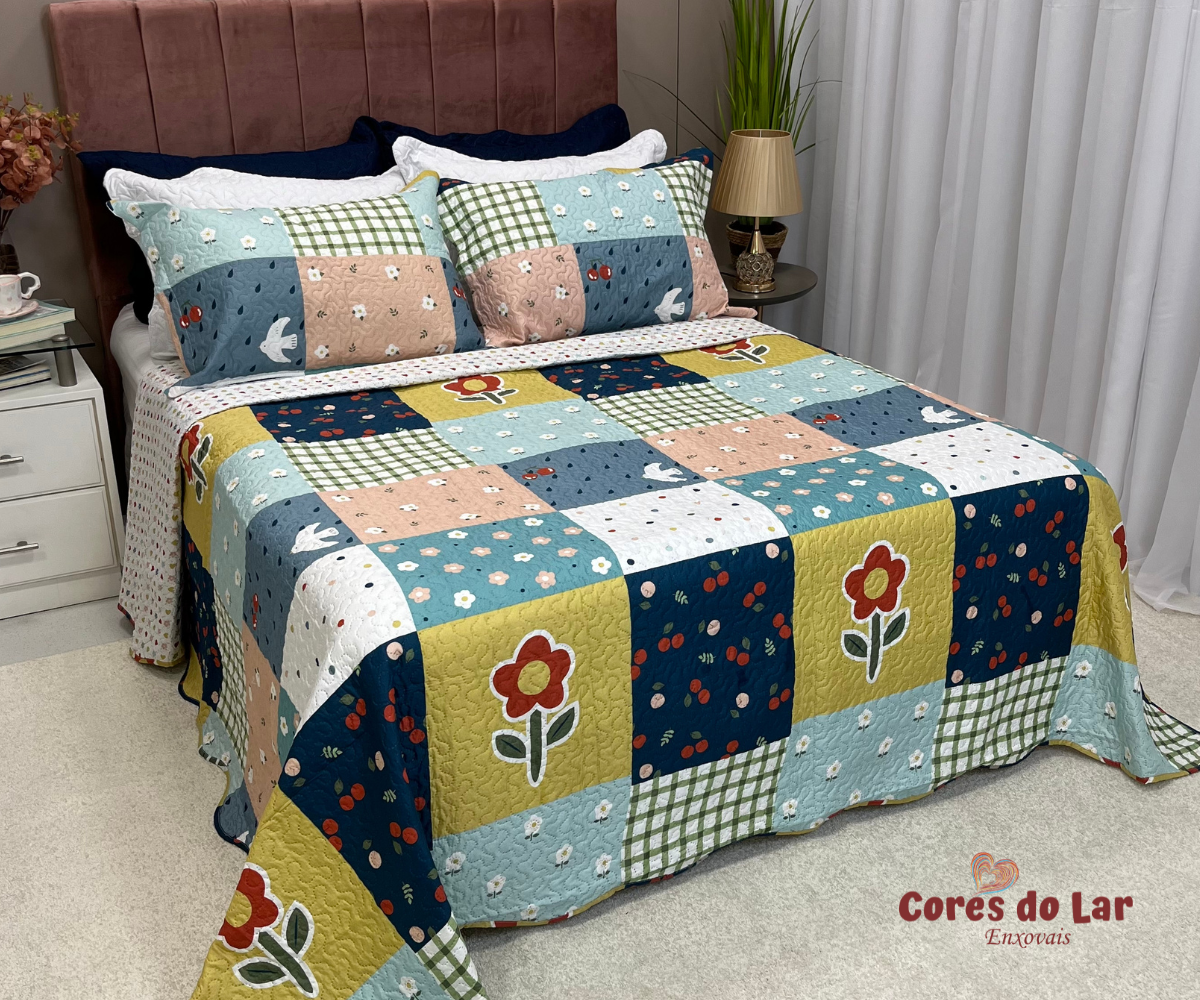 Kit Cobre Leito Casal Ultrasonic Bouti Design 03 Peças - Cores do Lar